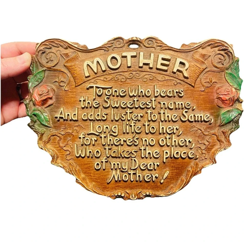 Vintage Mother's Poem Wall Plaque Wood Composite 6.5